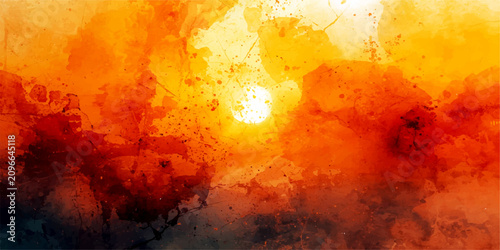 Obraz na plátně Abstract Inferno A vibrant watercolor abstract painting in fiery oranges, reds, and yellows, evoking a sense of intense heat and passion, with a bright