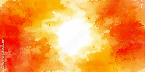 Canvastavla Radiant Burst of Color An abstract watercolor explosion of vibrant orange, yellow, and red hues emanates from a bright white center, evoking warmth, energy, and creativity