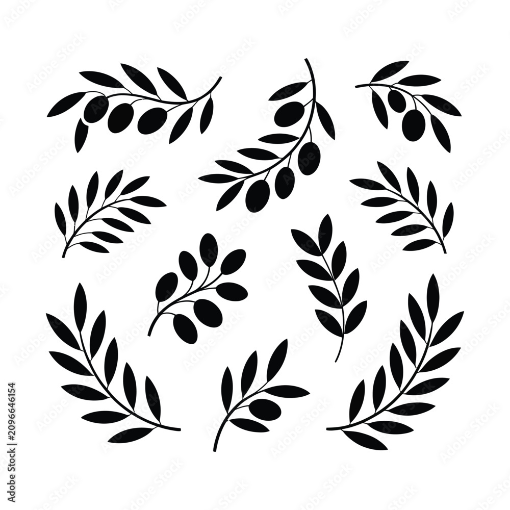 Fototapeta premium Olive branch wreath vector illustration. Hand-drawn laurel garland for logo design and branding.