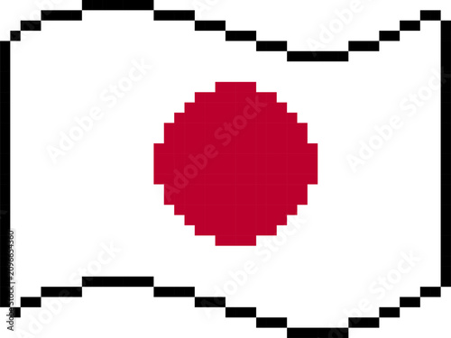 Foto Japan national flag pixel art illustration, 8-bit retro wavy Japanese flag icon