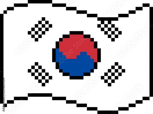 Canvastavla South Korea national flag pixel art illustration, 8-bit retro wavy South Korean