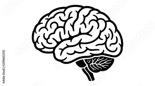 Bild auf Leinwand Human Brain Outline Vector Illustration - Black and White