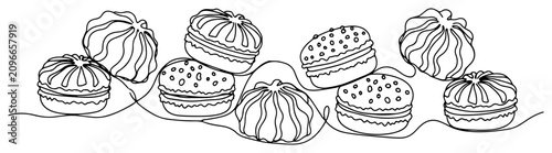 Photos Assorted cookies and meringues in minimalist continuous line drawing style
