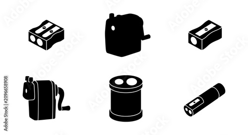 Fotografía Pencil Sharpeners Collection, Vintage and Modern Designs, Black and White Icons