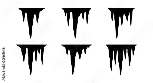 Black Icicle Vector Set, Winter Frost Elements, Cold Weather Icons, Frozen Drips Graphics