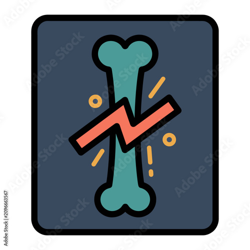 Broken Leg Fracture X-Ray Icon for Orthopedic Care