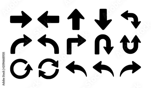 Fotografía Retro Arrow Icon Set with Navigation Directions and Interface Symbols Vector