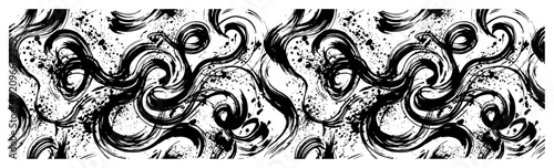 Konstfotografi Abstract fluid ink swirls and splashy brush strokes in artistic monochrome patte