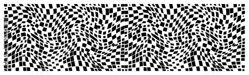 Photos Wavy checkerboard pattern with distorted geometric squares in op art style