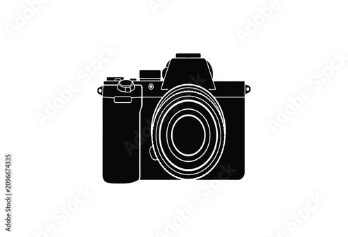 Billede på lærred Camera Silhouette Against White Background Minimalist Graphic Design
