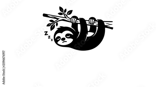 Sloth hanging from a branch sleeping.