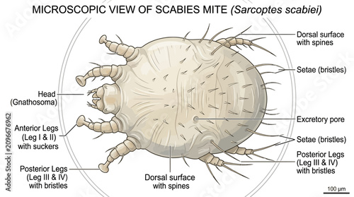 Scabies Mite Sarcoptes Scabiei Microscopic.
