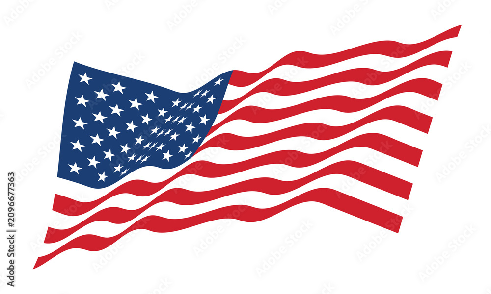 Fototapeta premium illustration of a waving flag of united states symbol banner design on white background