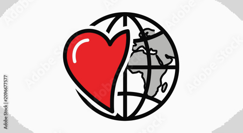 Принти на полотні Heart symbol on globe icon.