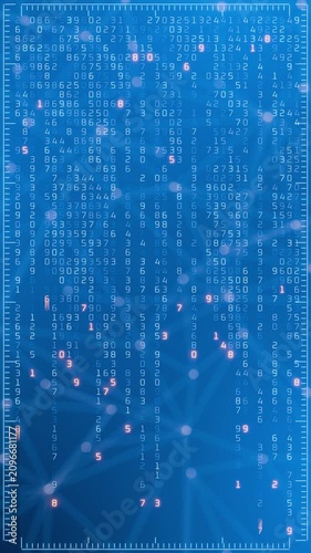 Data encryption. Blockchain technology. Artificial intelligence algorithm operation. Digital background. Data encryption. Concept of cryptography. System's thought process. Changing numbers.
