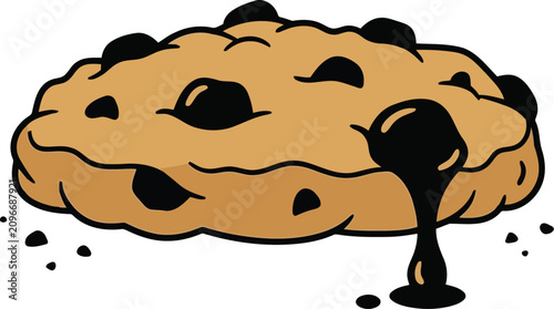 Foto Chocolate chip cookie with melting chocolate illustration isolated on white back
