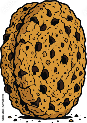 Cuadro en lienzo Chocolate chip cookie isolated on white, illustrated crunchy baked dessert with