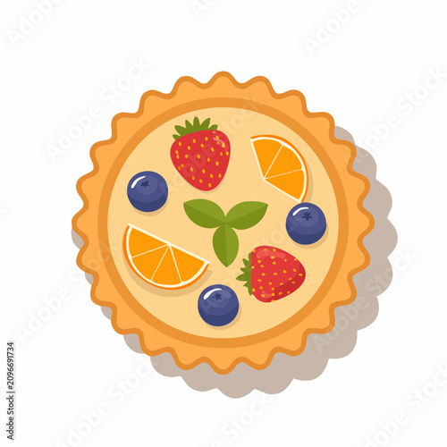 Minimal Fruit Tart Flat Vector Illustration