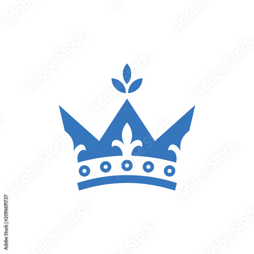 Canvas Print simple blue crown icon, royal symbol, monarchy emblem, isolated vector illustrat