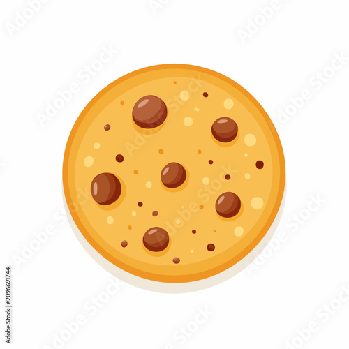 Minimal Chocolate Chip Cookie Flat Vector Illustration