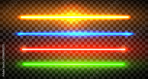 Canvastavla Rainbow colored lazer straight lines pack isolated