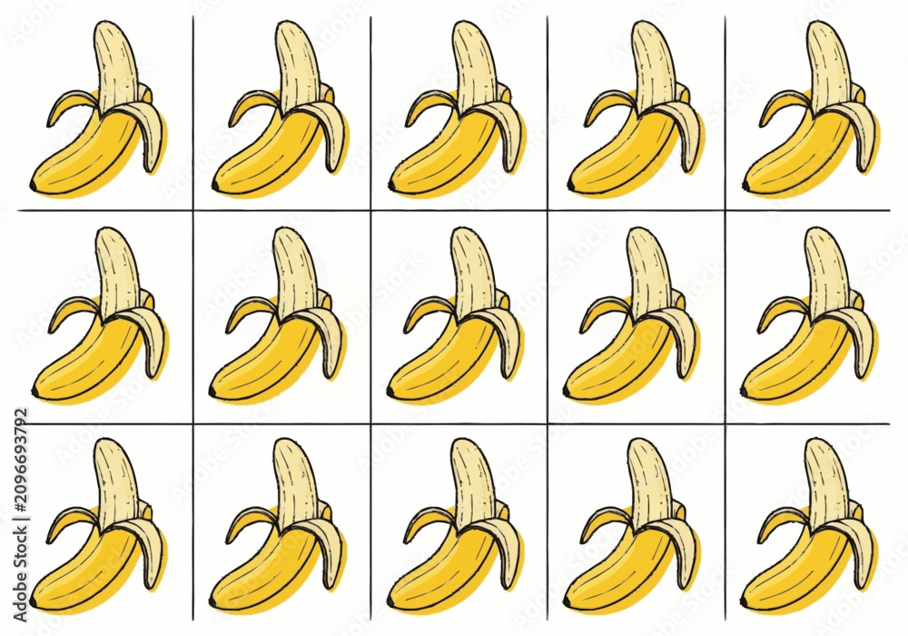 Obraz premium A collection of ripe yellow bananas peeled and unpeeled.