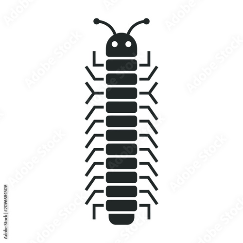 Foto Stylized black silhouette of a centipede or millipede insect, simple insect icon