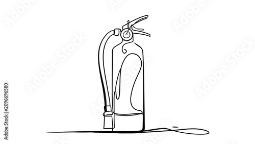 Minimalist fire extinguisher line art white background.