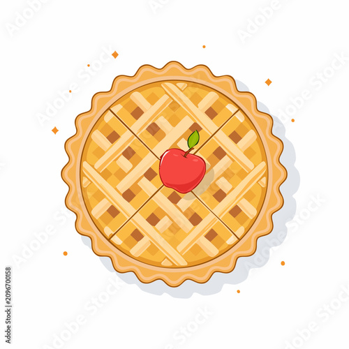 Minimal Apple Pie Flat Vector Illustration
