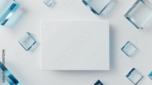 Abstract 3D Background with Floating Glass Square Frames - Product Display Mockup