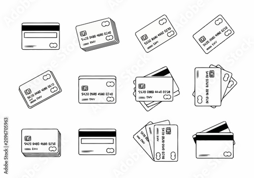Fotografie Collection of Credit Cards and Debit Cards Icons.