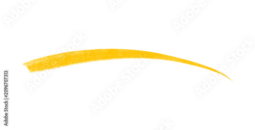 Yellow brush stroke, Underline element, Painted artistic line texture with dry pigment ink splash