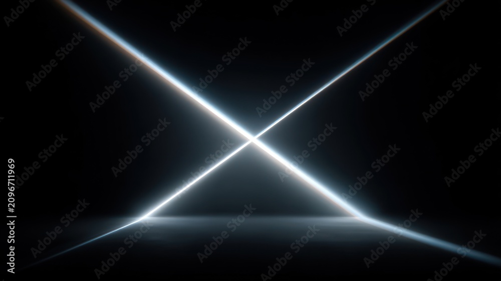 Obraz premium Abstract light beams crossing on dark background geometric modern design