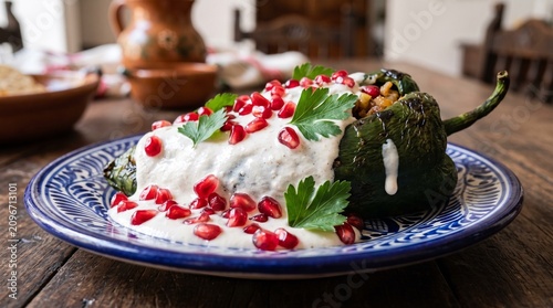 Traditional Mexican Chiles en Nogada Stuffed Pepper