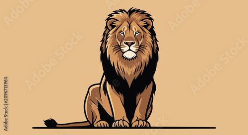 Fotografía Illustration of a majestic lion sitting calmly with a confident expression