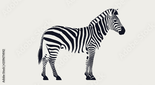 Принти на полотні Detailed side view illustration of a standing zebra with black and white stripes