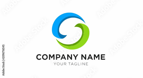 Company logo template with blue green swirl.