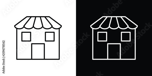Foto Local store icon line illustration group