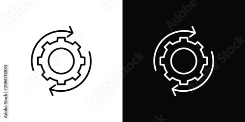 Canvastavla Recovery gear icon line illustration group