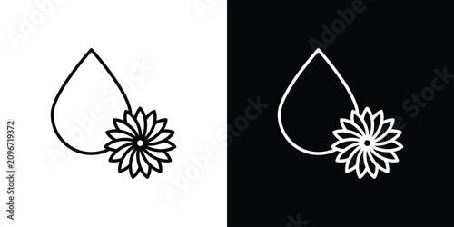 Cuadro en lienzo Sunflower oil icon line illustration group