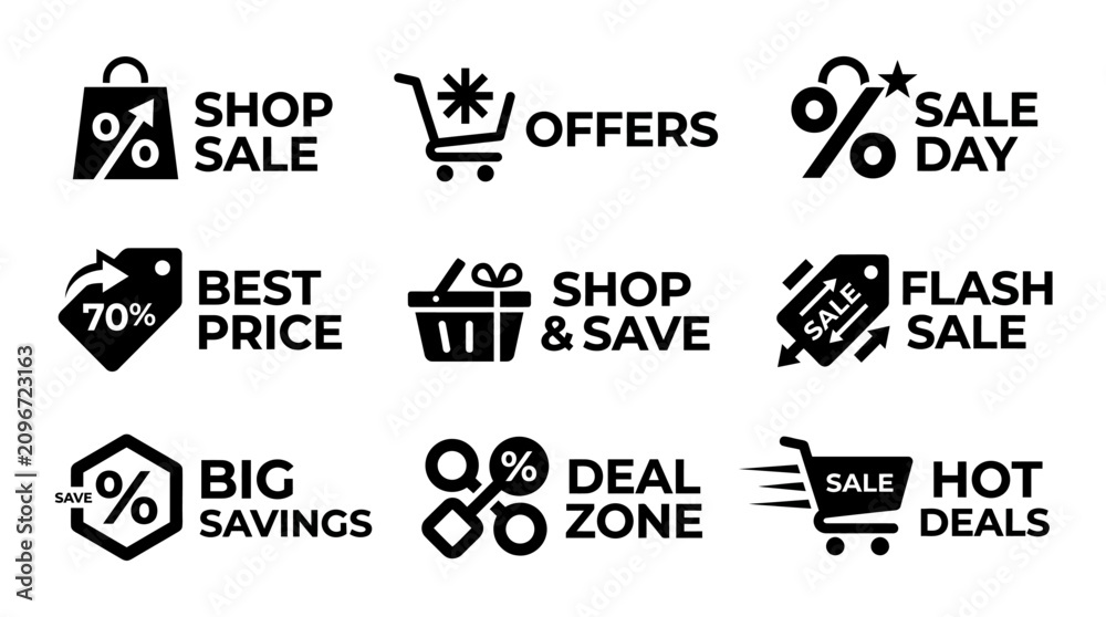 Obraz premium Sale shopping icons and labels.