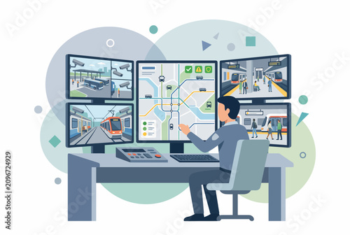 Transit Dispatcher Monitoring Public Transportation and Security
