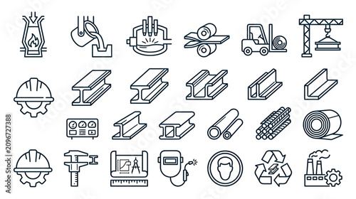 Foto Steel Industry Icons: Manufacturing, Metallurgy, Construction, and Engineering S
