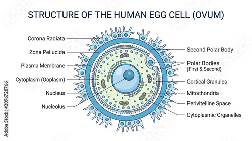 Tableau sur toile Human Egg Cell (Ovum) Structure Diagram - Biology Education