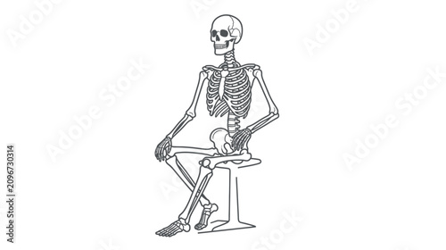 Photos Skeleton Sitting on a Stool - Anatomical Illustration