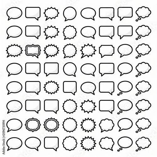 Comprehensive Vector Collection of Outline Speech Bubbles, Thought Clouds, and Chat Boxes for Modern Communication Design, Digital Interfaces, and Graphic Projects