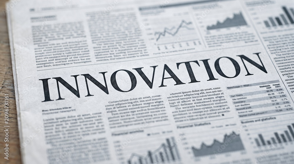 Obraz premium Newspaper front page with innovation headline concept