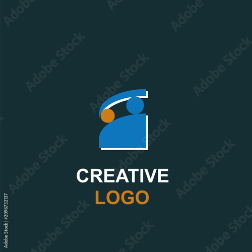 Abstract logo featuring a minimalist design with two circles and an abstractly cropped square object. Design style: abstract, interior, monogram; premium design template illustration.