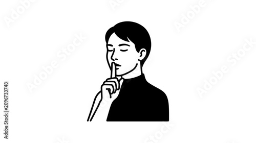 Photos Man making a hush gesture, finger on lips, against white background - vector ill