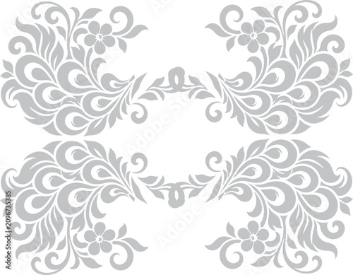 Ornate Floral Swirls and Flourishes in Gray